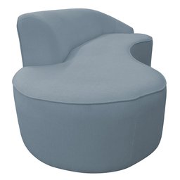 Sofá Curvo 02 Lugares 150cm Braço Esquerdo Eron Bouclê Azul Claro - CasaePoltrona - 7