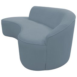 Sofá Curvo 02 Lugares 150cm Braço Esquerdo Eron Bouclê Azul Claro - CasaePoltrona - 6