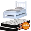 Ver imagem 1 de Cama Solteiro + Cama Auxiliar + 2 Colchões Cor Branco
