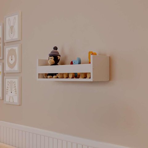 Prateleira Porta Brinquedo Branca 60 X 12cm Suporte Invisivel