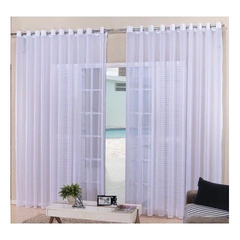 Cortina Voal Branco Sala Ou Quarto 3,00x2,50 Ilhós Cromado