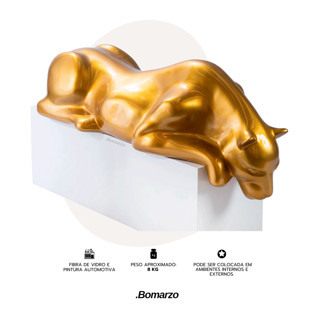 Escultura Decorativa Estátua Pantera Bebendo Água Piscina 102cm:dourado - 3