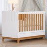 Jogo de Quarto de Bebê Biscoito - Cômoda Roupeiro e Berço Mini Cama - Branco Nature - 9
