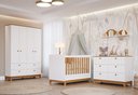 Ver imagem 3 de Jogo de Quarto de Bebê Biscoito - Cômoda Roupeiro e Berço Mini Cama - Branco Nature