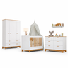 Jogo de Quarto de Bebê Biscoito - Cômoda Roupeiro e Berço Mini Cama - Branco Nature - 1