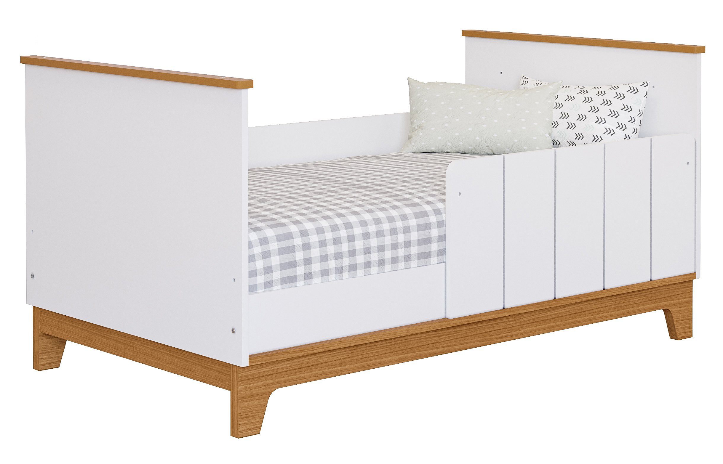 Jogo de Quarto de Bebê Biscoito - Cômoda Roupeiro e Berço Mini Cama - Branco Nature - 6