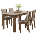 Ver imagem 3 de Conjunto Sala de Jantar Alva Mesa Tampo de Madeira 4 Cadeiras Rustic/Crema/Floral Hibiscos Madesa