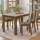 Ver imagem 1 de Conjunto Sala de Jantar Alva Mesa Tampo de Madeira 4 Cadeiras Rustic/Crema/Floral Hibiscos Madesa
