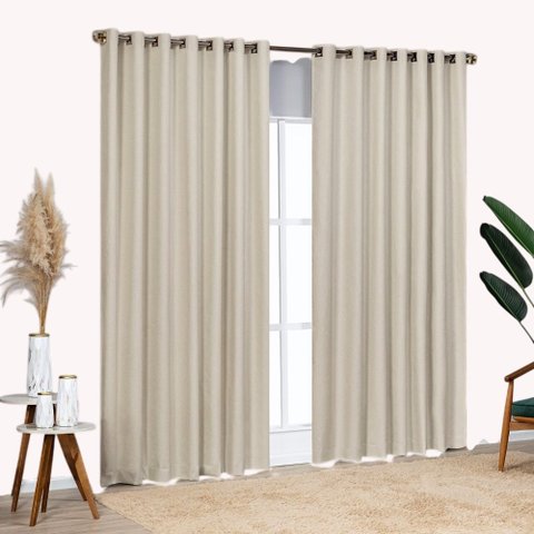 Cortina Blackout Linha 2m Celine Varão 2,0 x 1,7m - 100% Poliéster - Areia