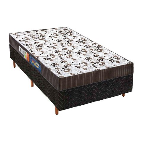 Cama Box Solteiro Colchão Espuma D33 Polar Pérola + Base CRC Fantasy Black(88x188)