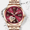 Ver imagem 5 de Poedagar Luxo Vermelho Rose Gold Prova de Água Data Aço