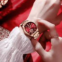 Ver imagem 3 de Poedagar Luxo Vermelho Rose Gold Prova de Água Data Aço