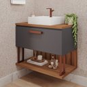 Ver imagem 1 de Gabinete Suspenso com Cuba 80,3cm x 73cm Mari Espresso Móveis Cinza/Titanium