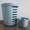 Kit 2 Cestos Organizadores Para Lavanderia 46L E 4L Cestos Multiusos Flexíveis Azul Glacial OU - 2