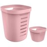 Kit 2 Cestos Organizadores Para Lavanderia 46L E 4L Cestos Multiusos Flexíveis Rosa Quartzo OU - 1