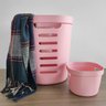 Kit 2 Cestos Organizadores Para Lavanderia 46L E 4L Cestos Multiusos Flexíveis Rosa Quartzo OU - 2
