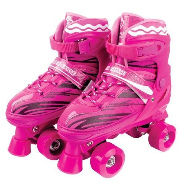 Patins/Roller Ajustável 4 Rodas 34/37 Rosa - Fenix - 1