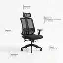 Ver imagem 3 de Cadeira de Escritório Diretor Giratória Ergonômica Oxford Cor Preto - Sallar Home