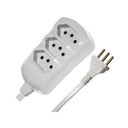 Extensão Régua 3 Tomadas 2P+T 10A 5 Metros Cabo Pp Branco - 1