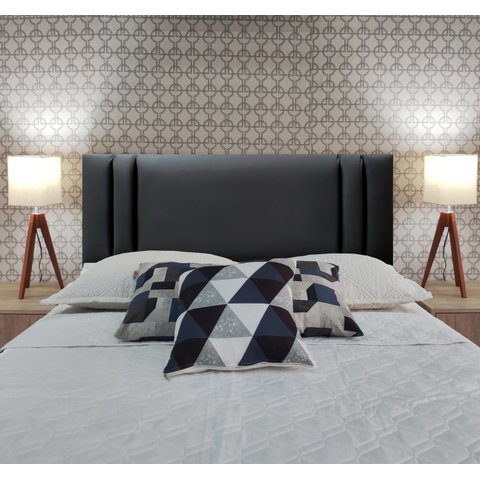 Cabeceira Cama Siena Double Corino Preto Queen 160 X 60 Rbl
