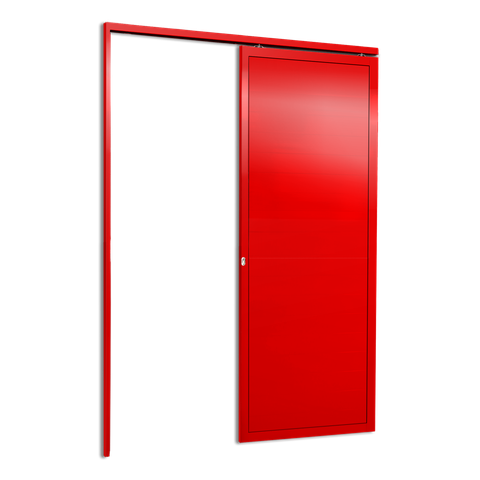 Porta de Correr Suspensa Lambril Esq L.25 Vermelha 210x70 Brimak