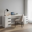 Ver imagem 1 de Conjunto Escritório Escrivaninha e Mesa Auxiliar 3 Gavetas 40cm Lisboa Politorno Móveis