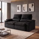 Ver imagem 1 de Sofá Veneza 1,80m Retrátil Reclinável Preto USB e Porta Copos - King House
