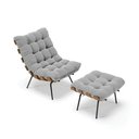 Ver imagem 1 de Poltrona com Puff Costela Suede Cinza Base Metal - D'Rossi