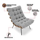 Ver imagem 5 de Poltrona com Puff Costela Suede Cinza Base Metal - D'Rossi