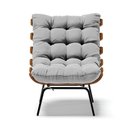 Ver imagem 3 de Poltrona com Puff Costela Suede Cinza Base Metal - D'Rossi
