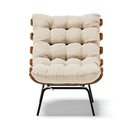 Ver imagem 3 de Poltrona com Puff Costela Suede Bege Base Metal - D'Rossi