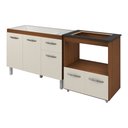Ver imagem 1 de Armário Gabinete pia de 120 cm com Balcão Cooktop 4 Bocas e Forno Savana frente Off-White