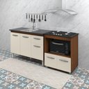 Ver imagem 2 de Armário Gabinete pia de 120 cm com Balcão Cooktop 4 Bocas e Forno Savana frente Off-White
