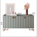 Ver imagem 2 de Aparador com Portas Trendy 160cm Puxador em Couro Pés em Aço:verti/dourado