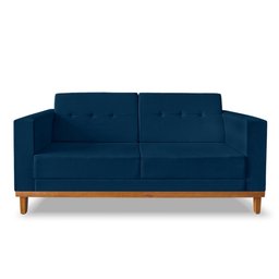 Sofa Beny 3 Lugares Linho Azul Soft Madeira Prima Deccor - 3