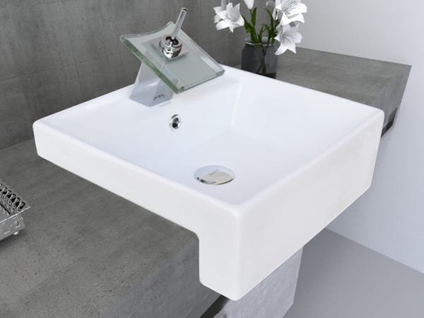 Cuba De Ceramica Retangular Mesa Semi-Encaixe Vstcqi Deckol - 4