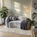 Ver imagem 1 de Sofá Curvo 3 Lugares Orgânico Confortável Serena Veludo - Montanari's Decor