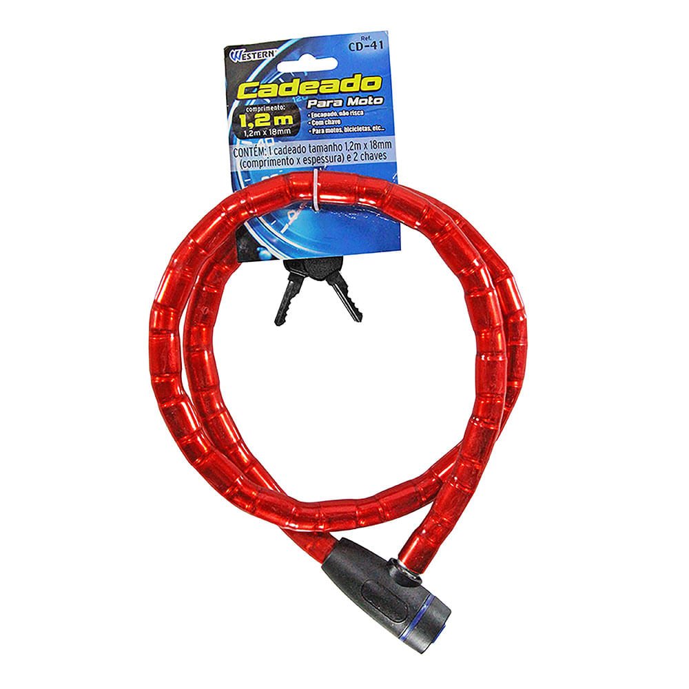 Cadeado Flexível para Moto 1,2 M 18 Mm Western - 2