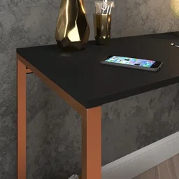 Mesa Escrivaninha 120x50cm Móveis Preto / Cobre - 3