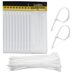 1000 Enforca Gato Cinta Plástica Abraçadeira Lacre de Nylon 3.6x300mm Fita Hellerman 30cm Branco Ata - 1