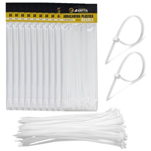 1000 Enforca Gato Cinta Plástica Abraçadeira Lacre de Nylon 3.6x300mm Fita Hellerman 30cm Branco Ata