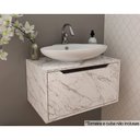 Ver imagem 1 de Bancada de Banheiro Suspenso Bn3646 S/ Cuba C/ 1 Porta 60cm Mármore Branco - Tecno Mobili
