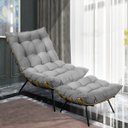 Ver imagem 2 de Poltrona com Puff Costela Suede Grafite Base Metal - D'Rossi