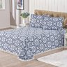 Cobre Leito Sara Sarja 3 peças Casal - Arabesco Azul - 1
