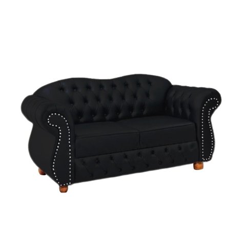 Conjunto c/ 2 Namoradeiras + 2 Poltronas Chesterfield Merlo - Veludo Preto / Decoração, recepção, sa
