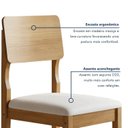 Ver mais imagens de Kit 4 Cadeiras para Sala de Jantar Pés Madeira Maciça Ana Bege/Cinamomo/Veludo Palha