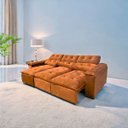 Ver imagem 1 de Sofá Retrátil e Reclinável 2,75m em Tecido Veludo C/ Pillow Nos Braços - Montagem Inclusa:terracota