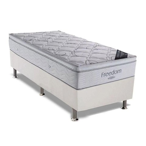 Cama Box Solteiro: Colchão Molas Superpocket Ensacadas Ortobom Freedom + Base Crc Courano White (