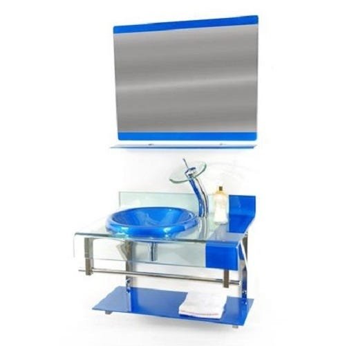 Gabinete de vidro 70cm azul para banheiros - 2