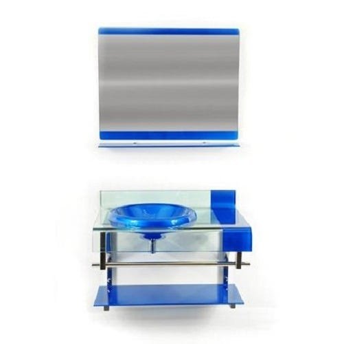 Gabinete de vidro 70cm azul para banheiros - 5